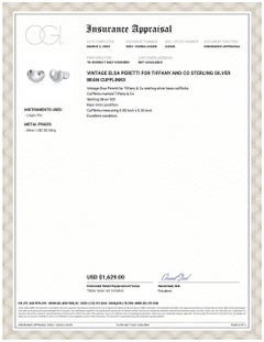 Elsa Peretti für Tiffany Co Vintage Silber Bohnen-Manschettenknöpfe 0,80 x 0,55 Zoll