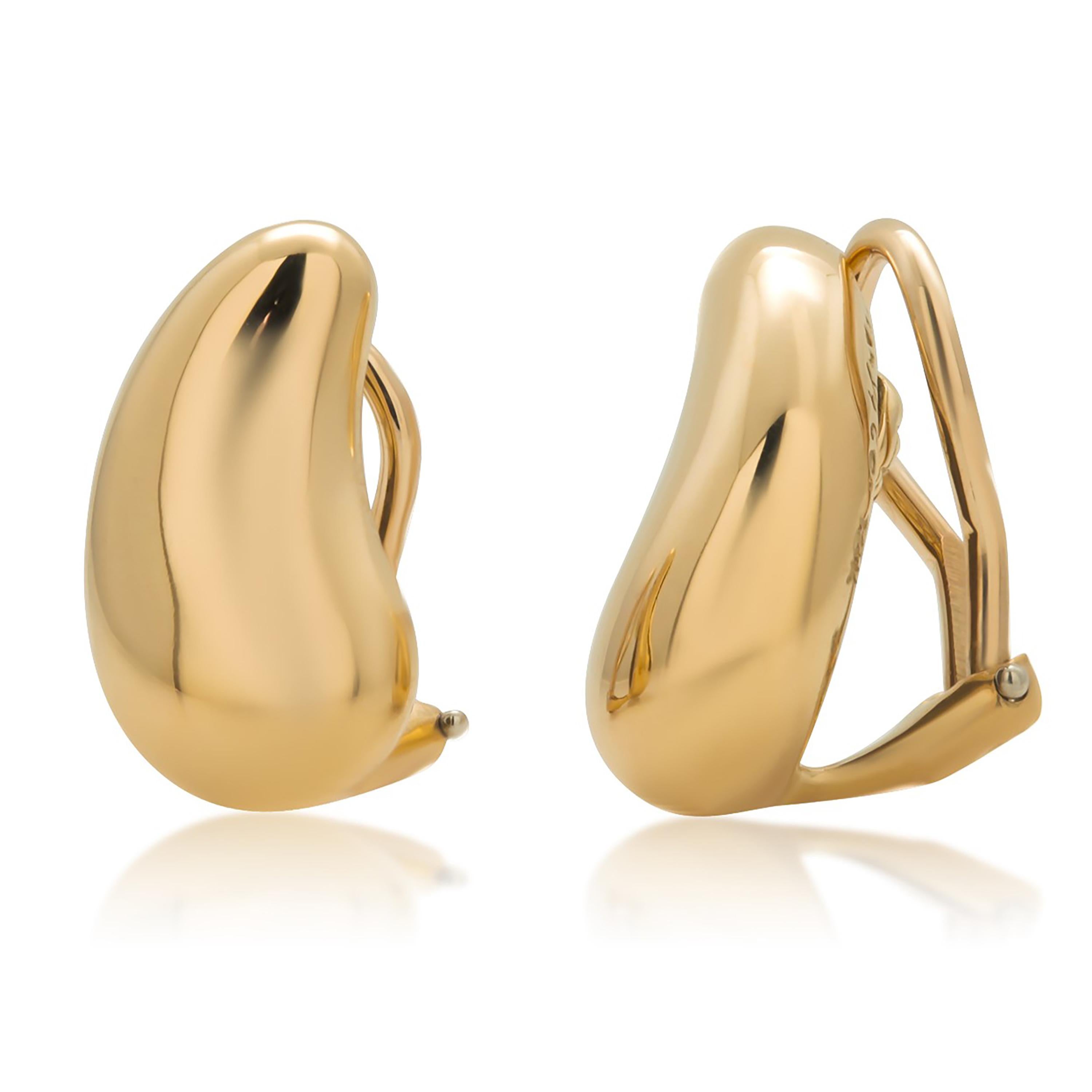 Contemporary Elsa Peretti for Tiffany and Co Yellow Gold Bean Clip On Earring