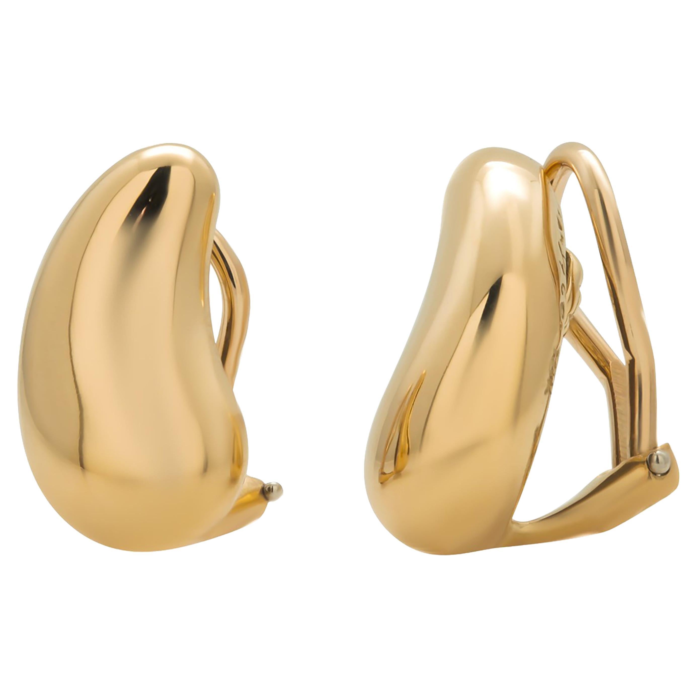 Elsa Peretti for Tiffany and Co Yellow Gold Bean Clip On Earring