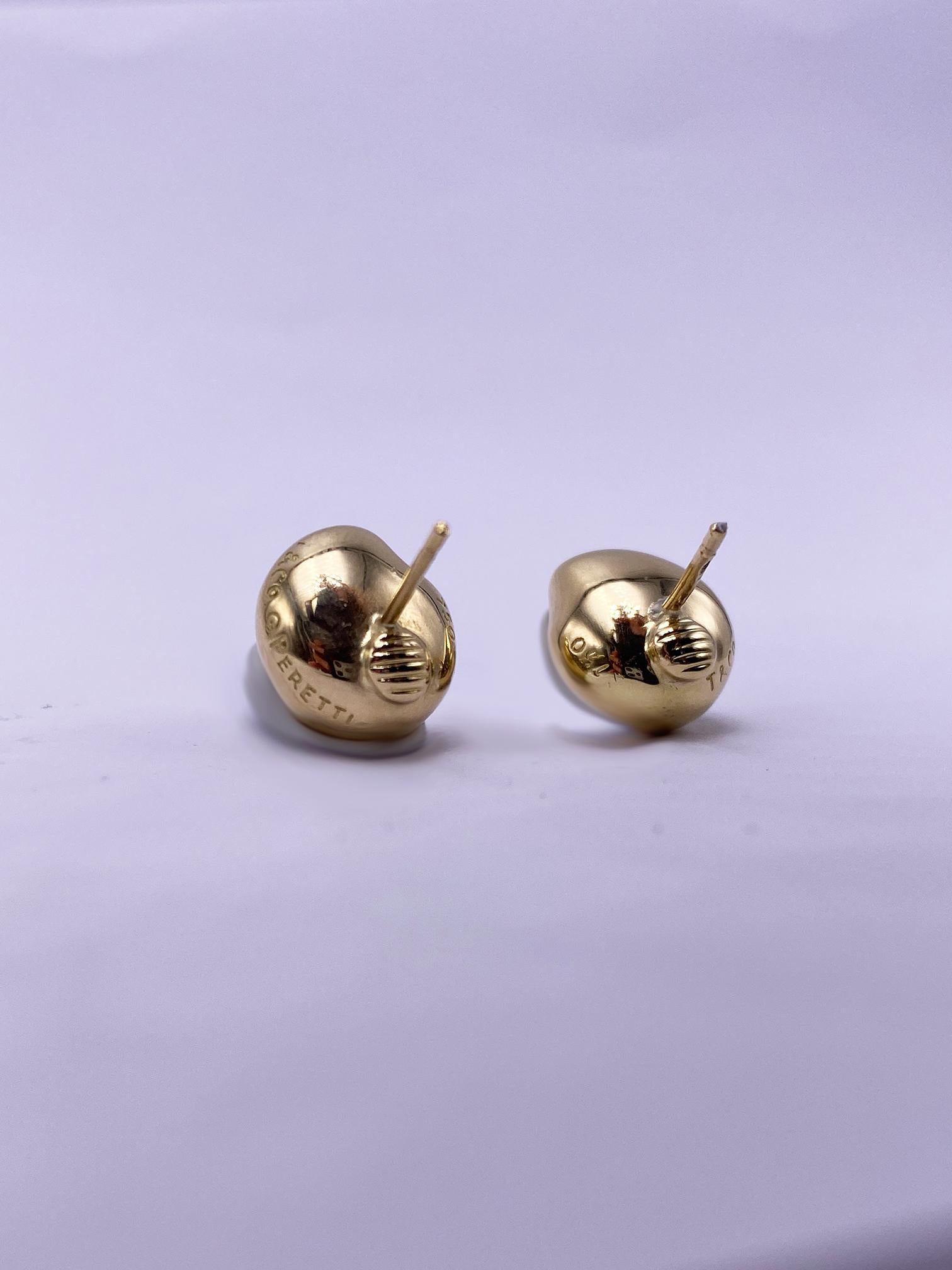 Vintage Elsa Peretti for Tiffany & Co. 18k Yellow Gold Bean Stud Earrings 5