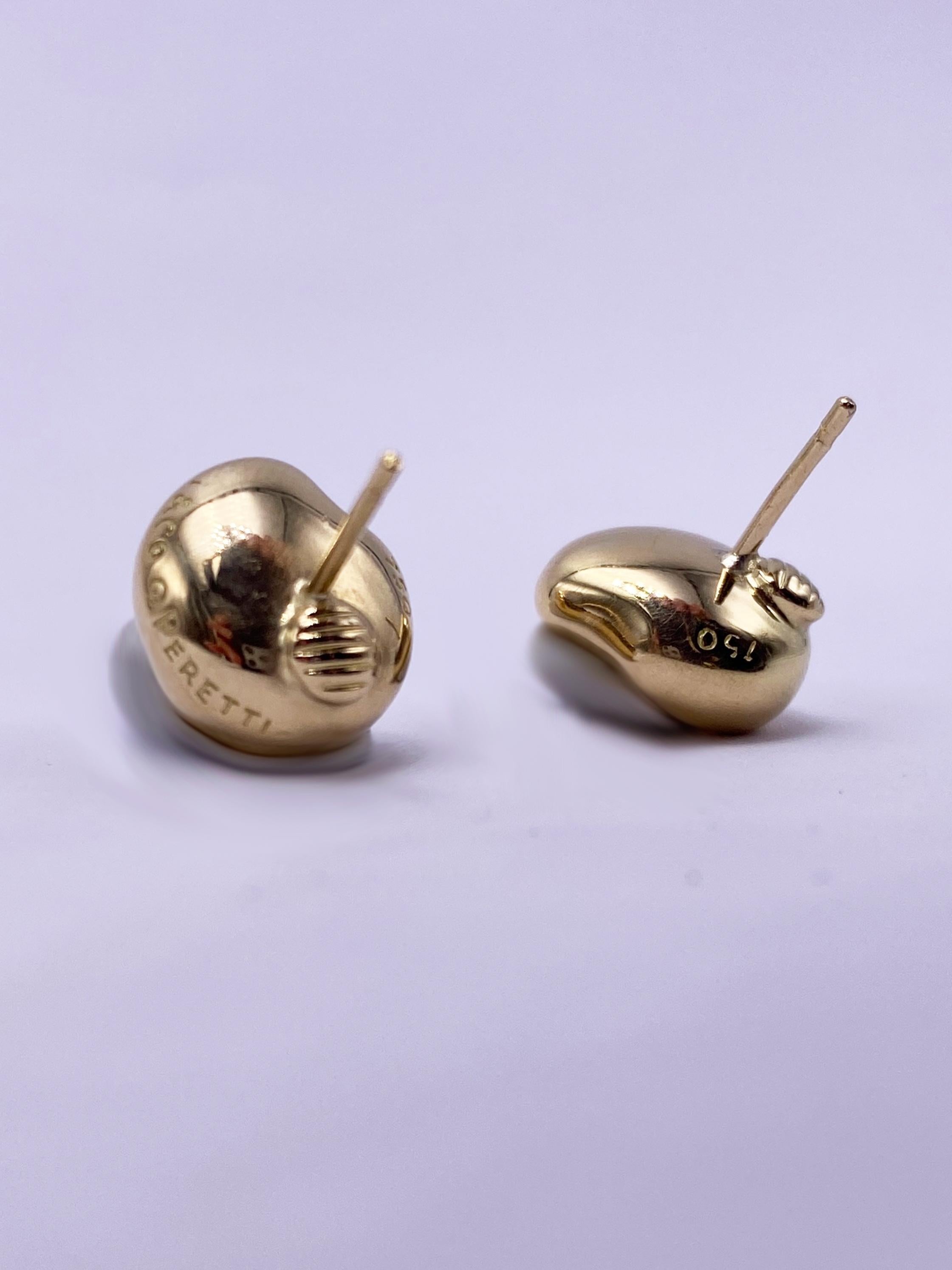 Vintage Elsa Peretti for Tiffany & Co. 18k Yellow Gold Bean Stud Earrings 7