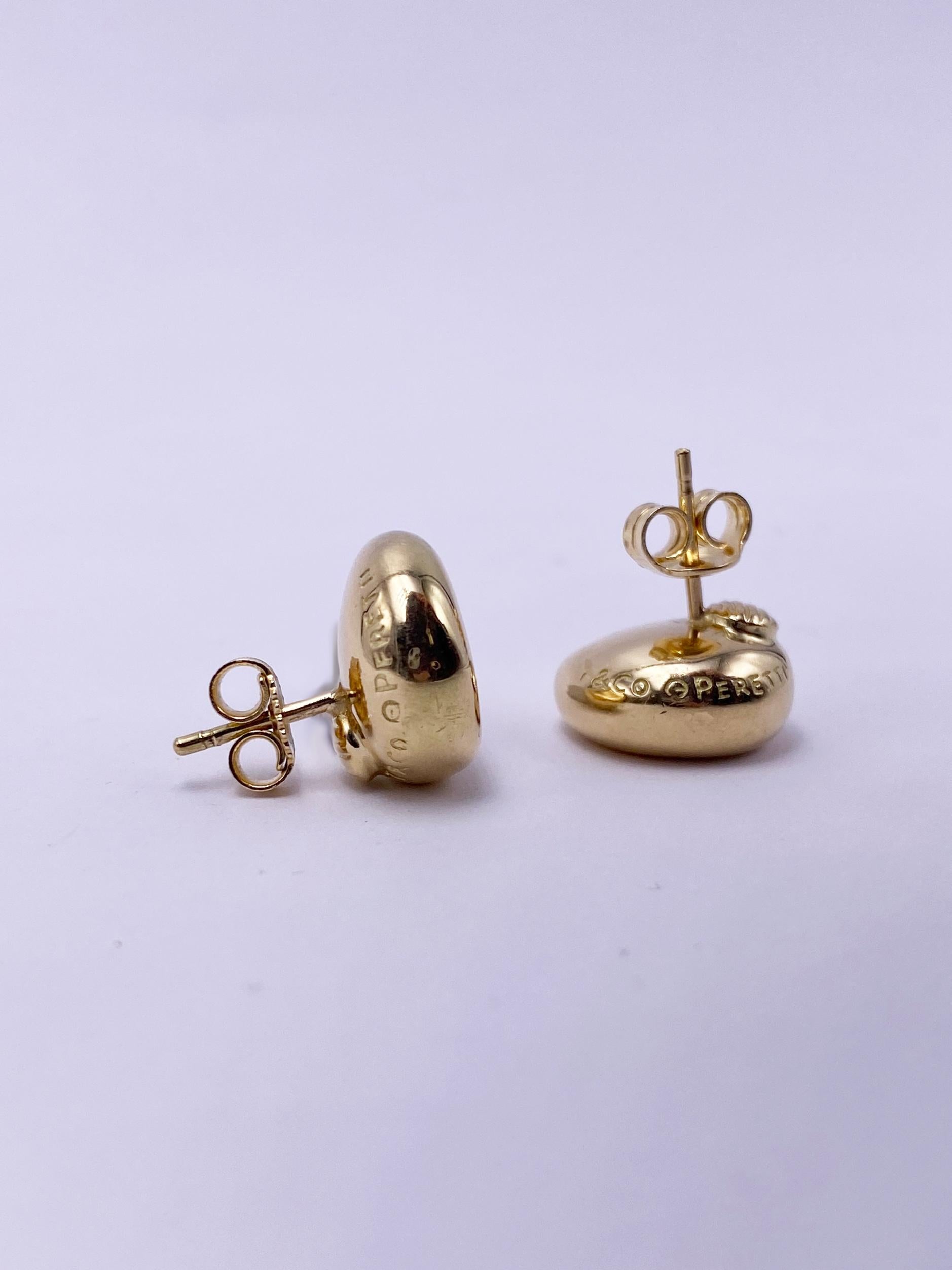 Vintage Elsa Peretti for Tiffany & Co. 18k Yellow Gold Bean Stud Earrings 9