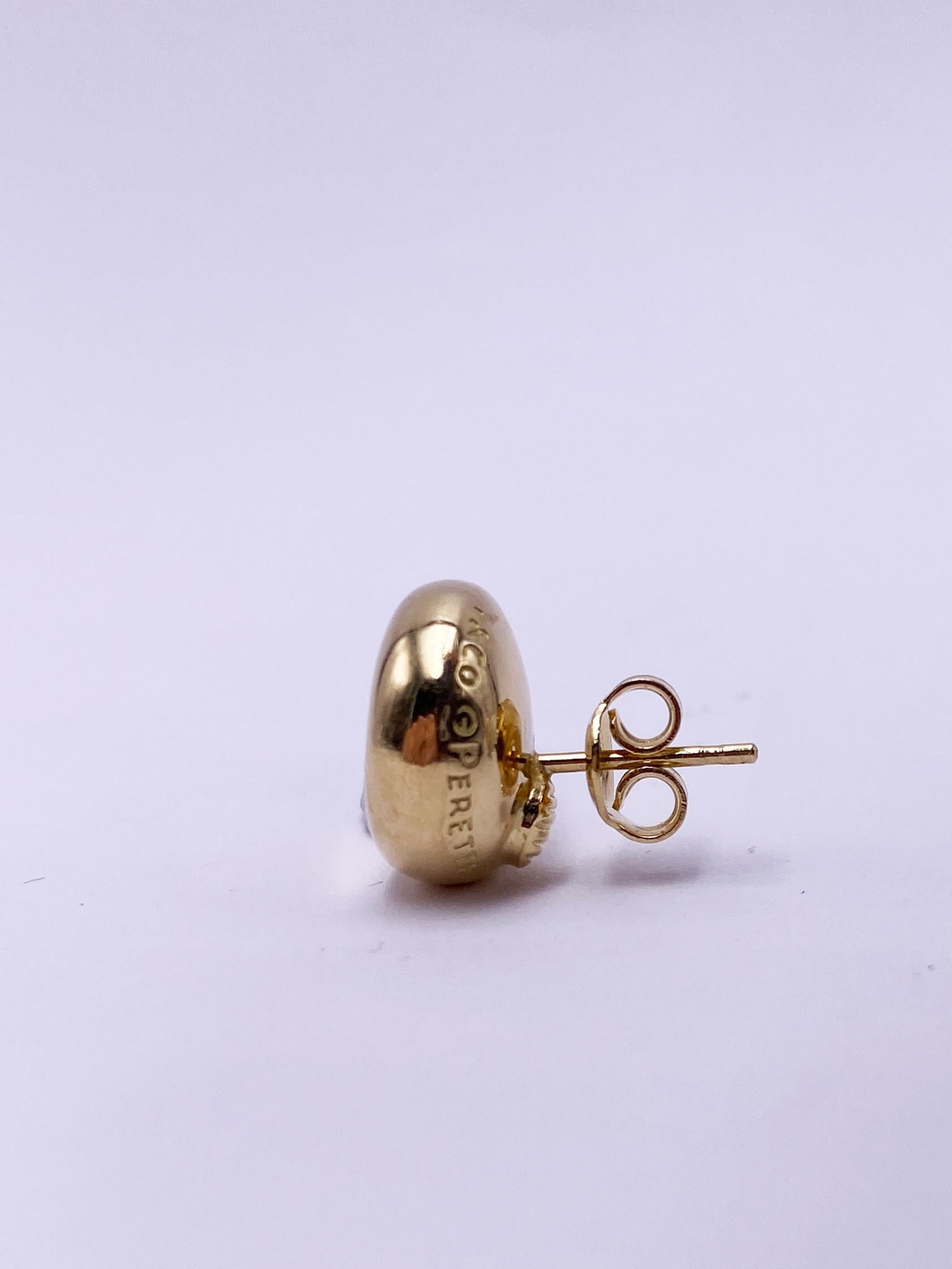 Vintage Elsa Peretti for Tiffany & Co. 18k Yellow Gold Bean Stud Earrings 10