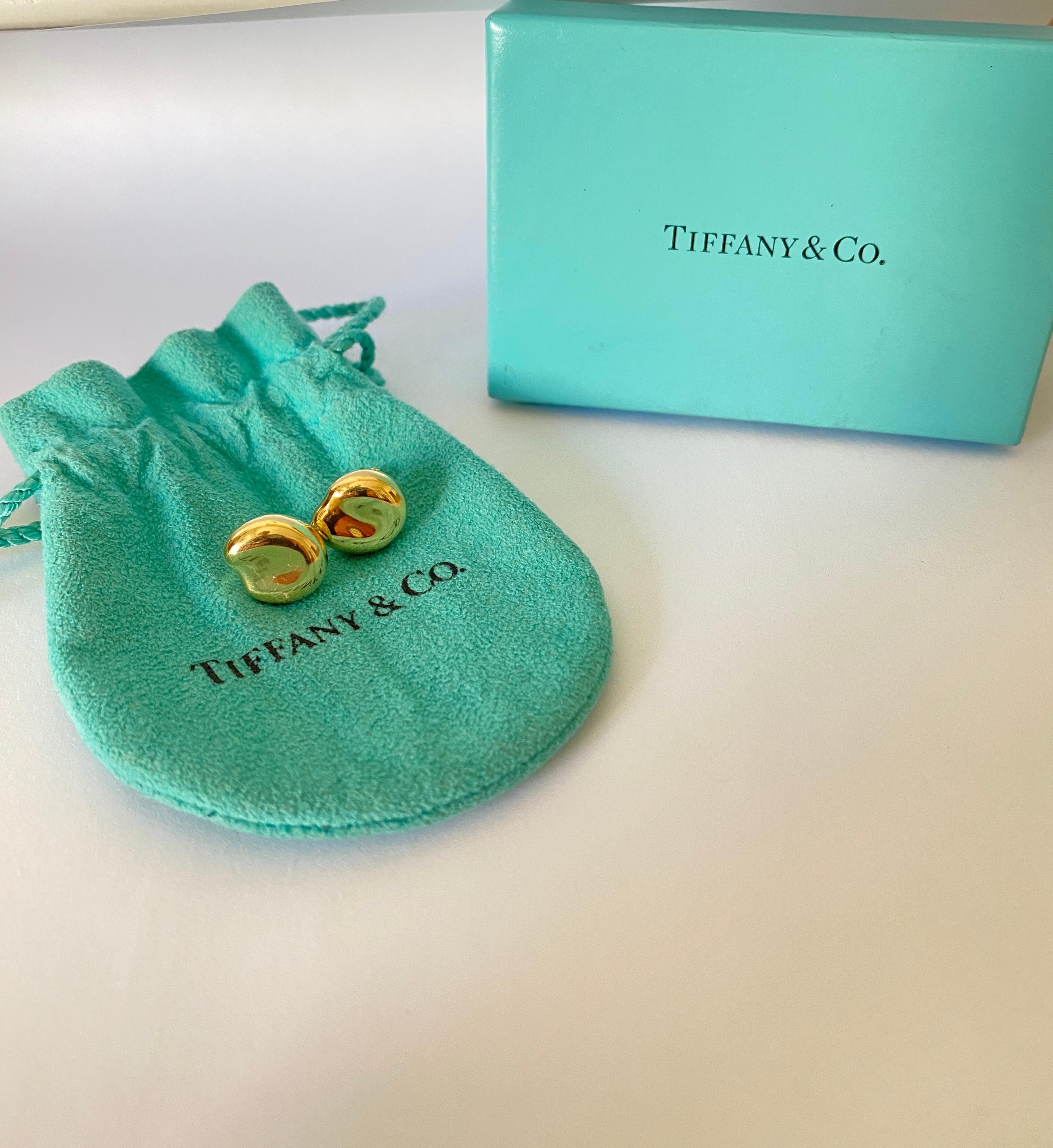 Vintage Elsa Peretti for Tiffany & Co. 18k Yellow Gold Bean Stud Earrings 11