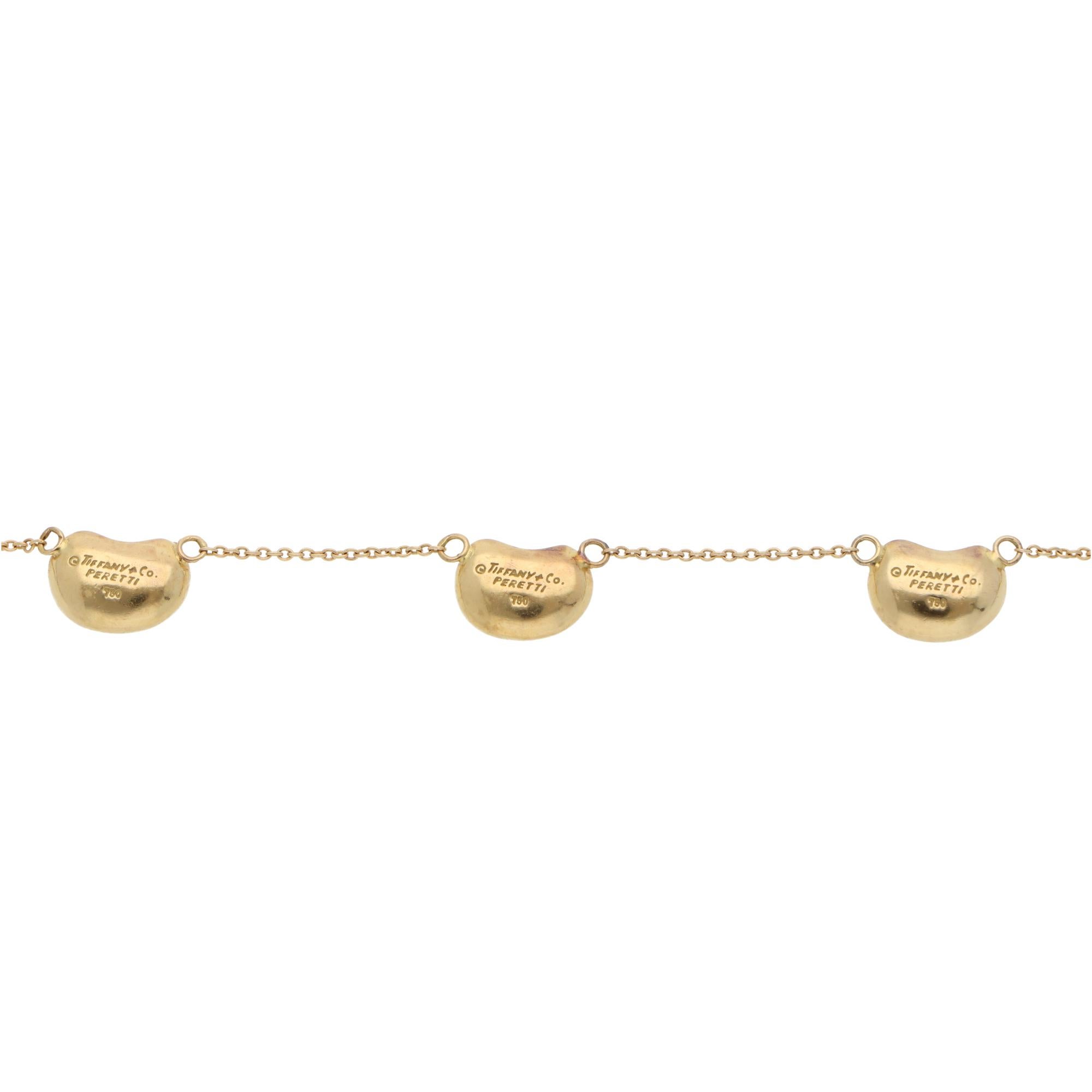 Modern Vintage Elsa Peretti for Tiffany & Co. Bean Chain Bracelet in Yellow Gold