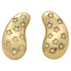 Vintage Elsa Peretti for Tiffany & Co. Diamond Bean Earrings Set in 18k Gold