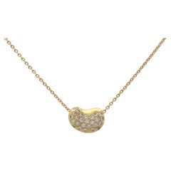 Vintage Elsa Peretti for Tiffany & Co. Diamond Bean Necklace in Yellow Gold