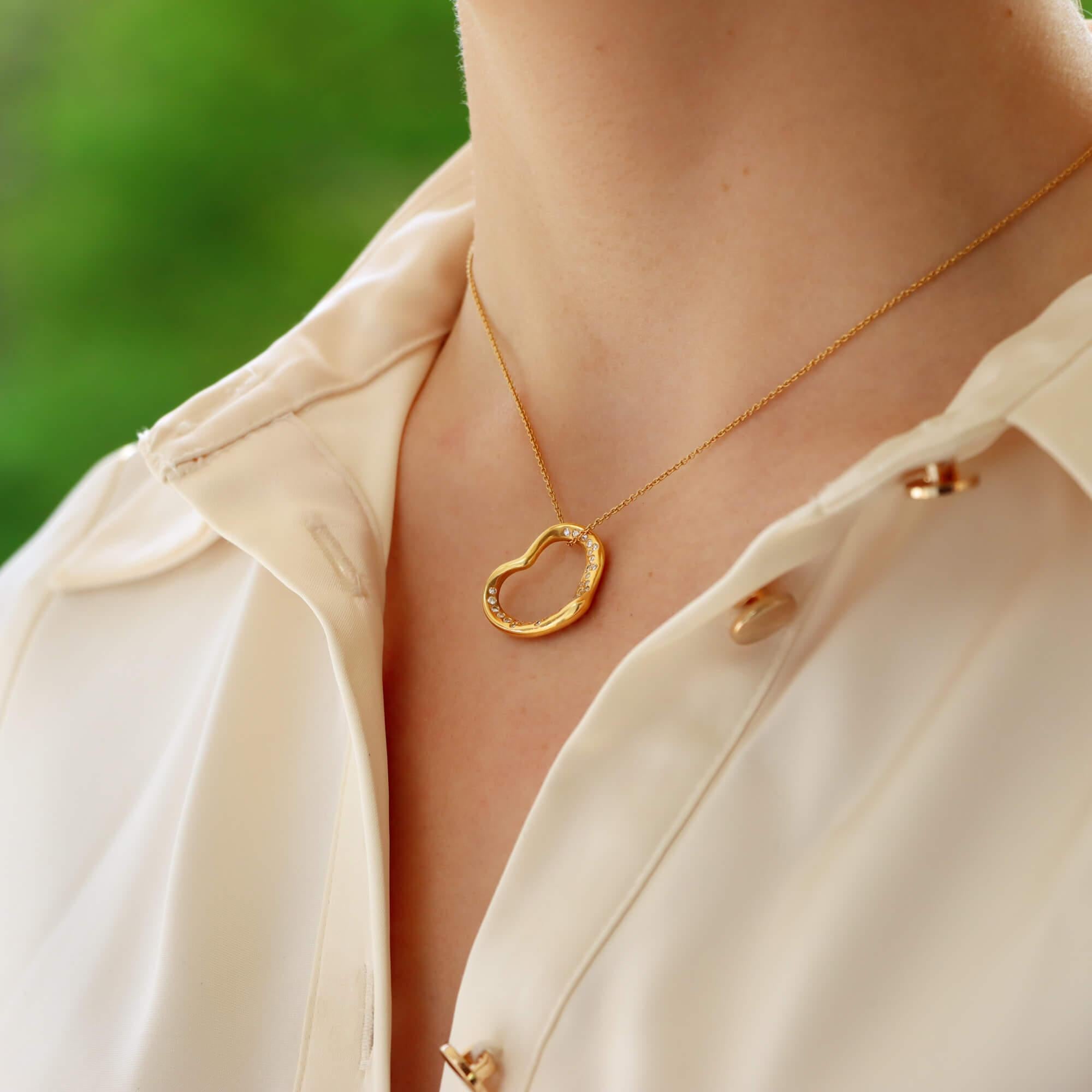 Vintage Elsa Peretti für Tiffany & Co. Diamant-Herz-Halskette (Moderne) im Angebot