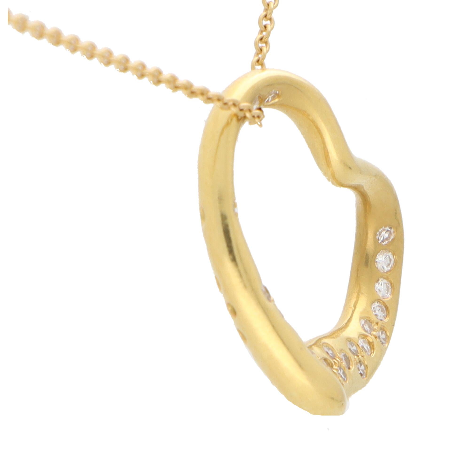 Vintage Elsa Peretti für Tiffany & Co. Diamant-Herz-Halskette (Rundschliff) im Angebot