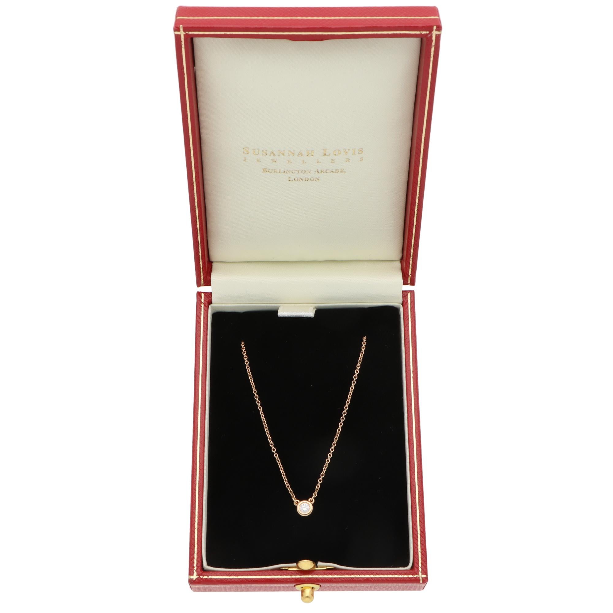 Brilliant Cut Vintage Elsa Peretti for Tiffany & Co. Diamond Necklace in Rose Gold For Sale
