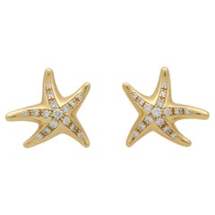 Vintage Elsa Peretti for Tiffany & Co. Diamond Starfish Earrings in 18k Gold