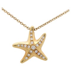 Vintage Elsa Peretti for Tiffany & Co. Diamond Starfish Pendant in 18k Gold