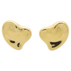 Vintage Elsa Peretti for Tiffany & Co. Full Heart Earrings Set in Yellow Gold