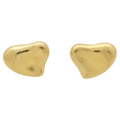 Vintage Elsa Peretti for Tiffany & Co. Full Heart Stud Earrings in Yellow Gold