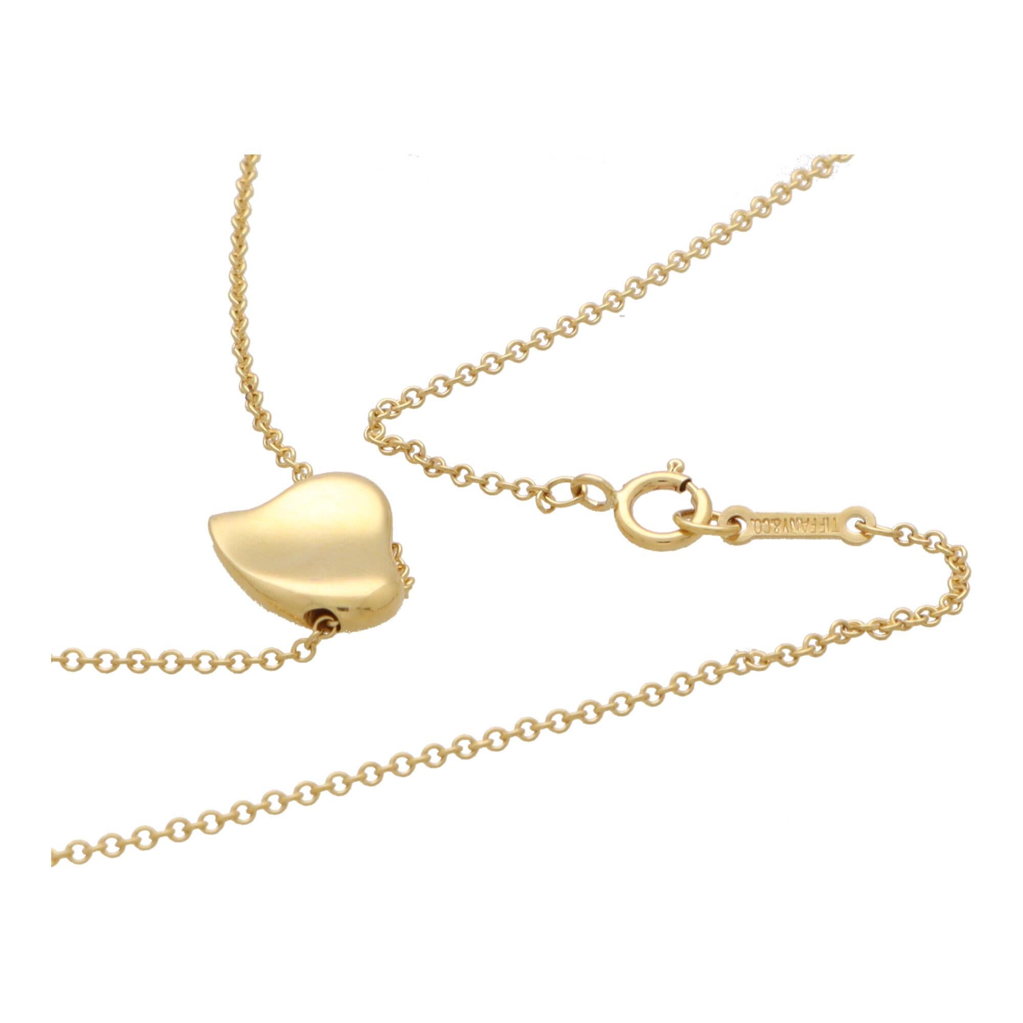 Vintage Elsa Peretti für Tiffany & Co. Herz-Halskette aus 18 Karat Gelbgold im Zustand „Hervorragend“ in London, GB