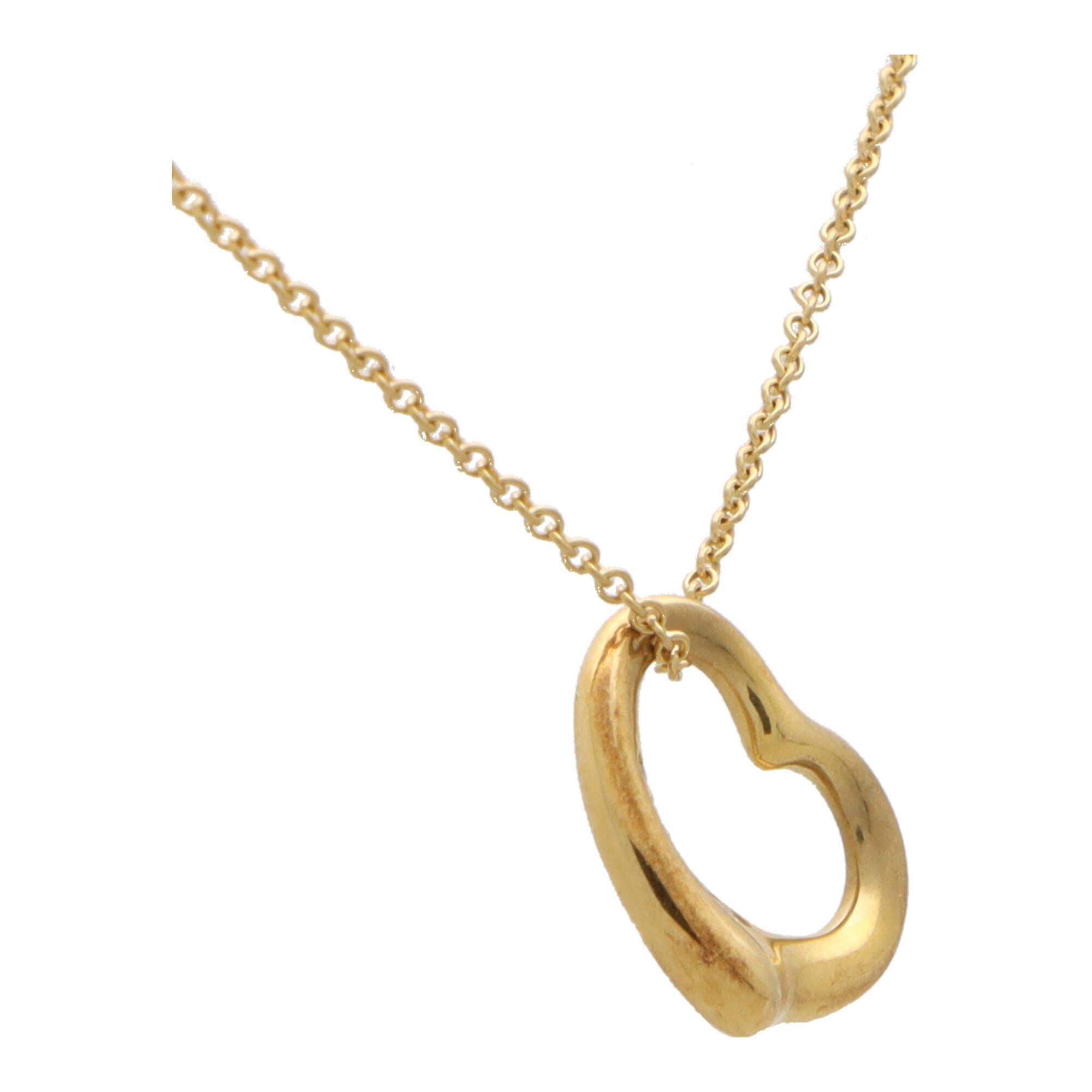 Vintage Elsa Peretti für Tiffany & Co. Offene Herz-Diamant-Halskette aus Gold im Zustand „Hervorragend“ im Angebot in London, GB