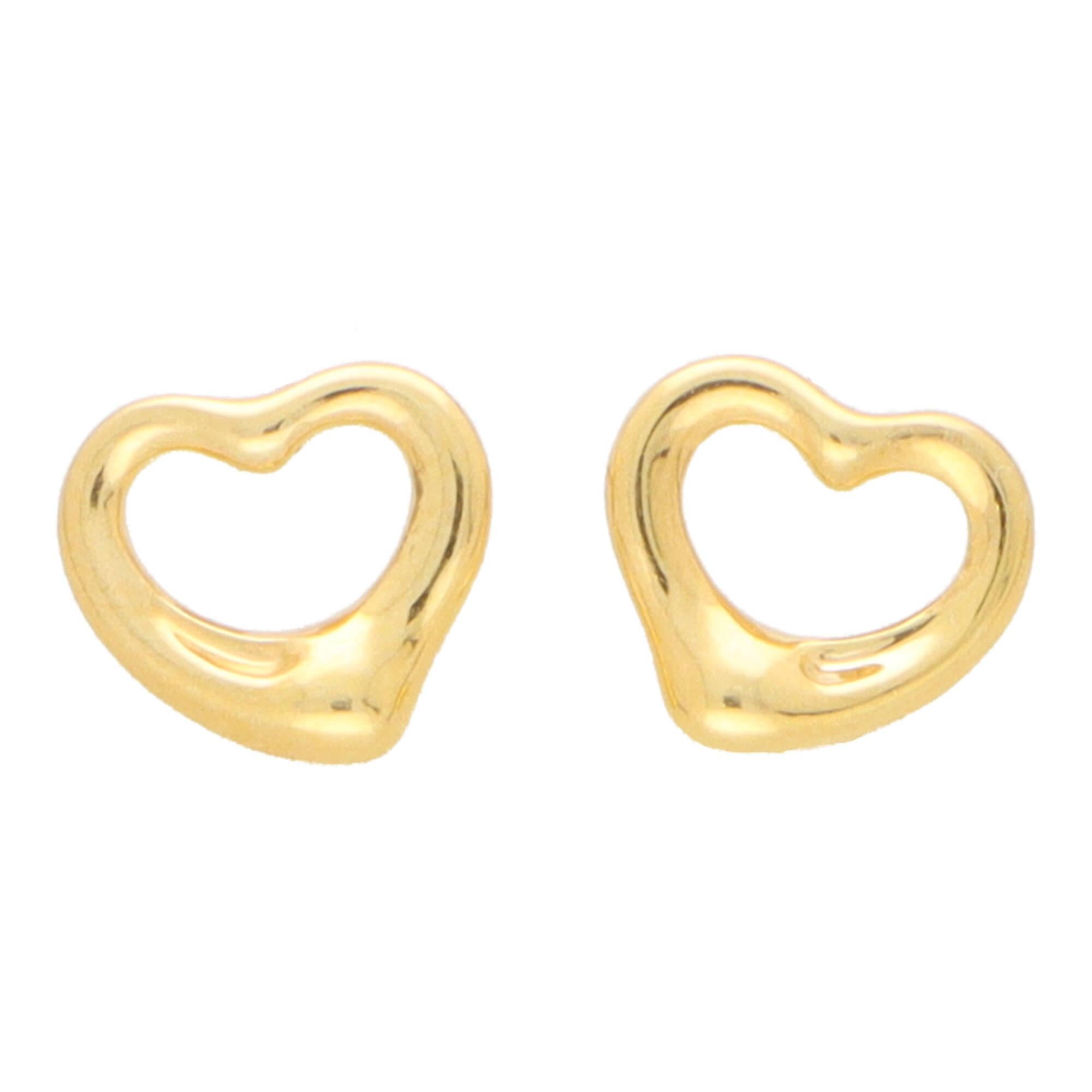 Modern Vintage Elsa Peretti for Tiffany & Co. Open Heart Stud Earrings in 18k Gold