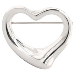 Vintage Elsa Peretti for Tiffany & Co. Sterling Silver Open Heart Brooch