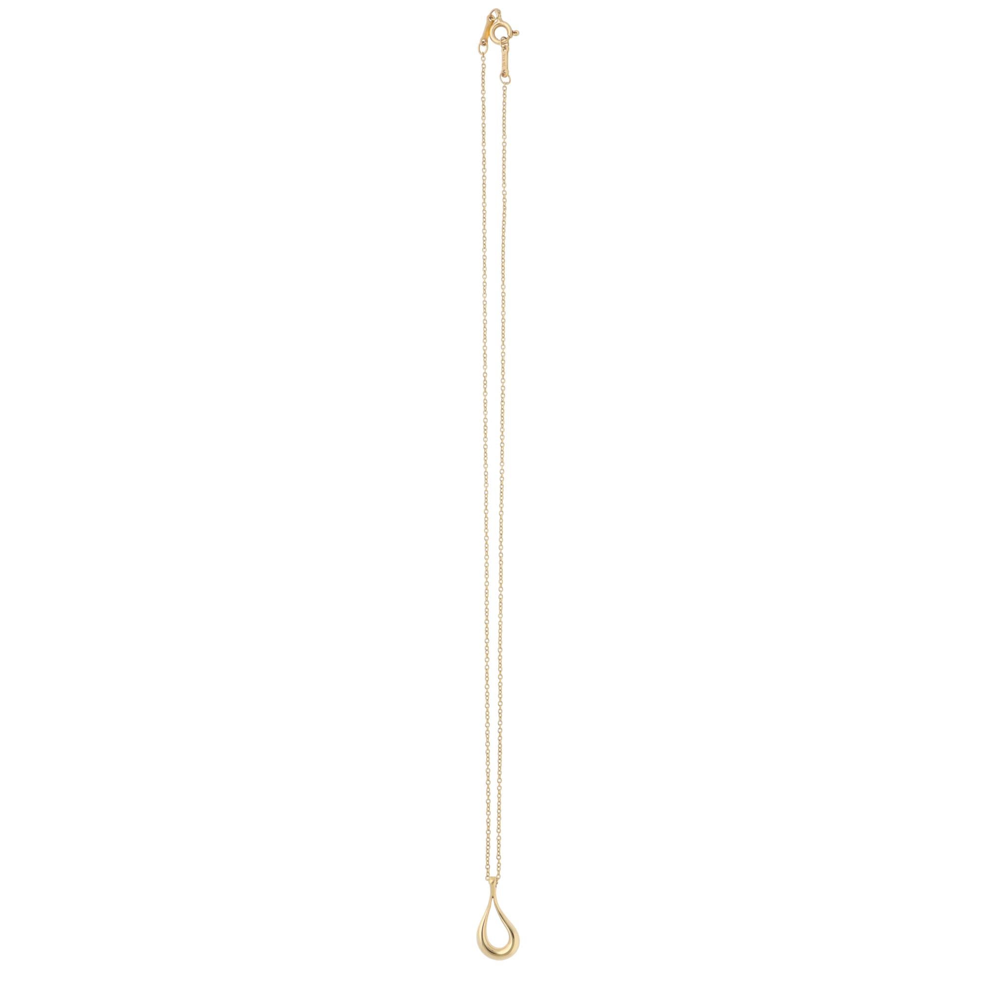Modern Vintage Elsa Peretti for Tiffany & Co. Teardrop Necklace in Yellow Gold For Sale