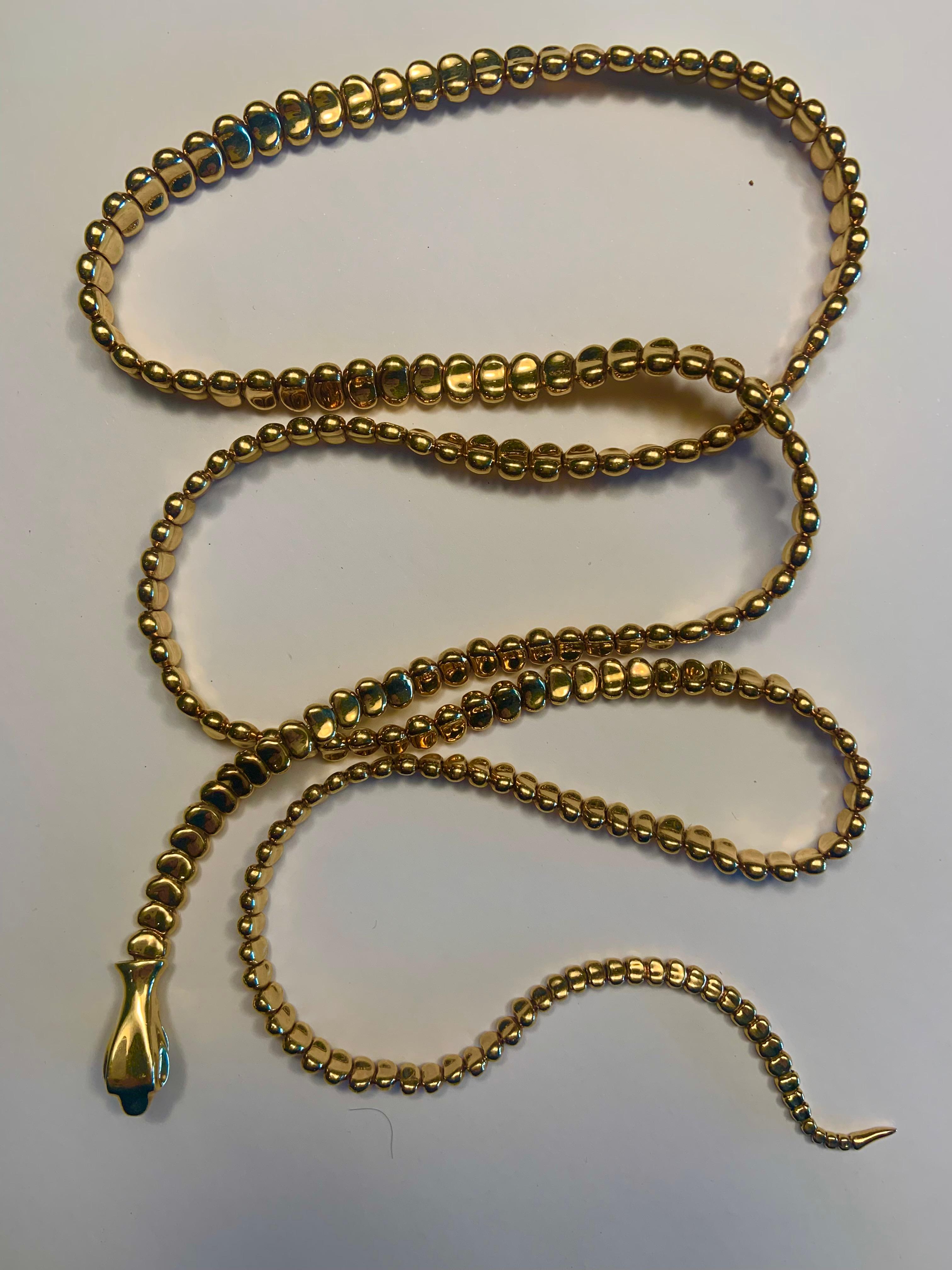 Vintage Elsa Peretti Gold Snake Belt, Necklace or Bracelet 36 inches long 6