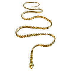 Elsa Peretti, ceinture, collier ou bracelet vintage en forme de serpent en or, 36 pouces de long