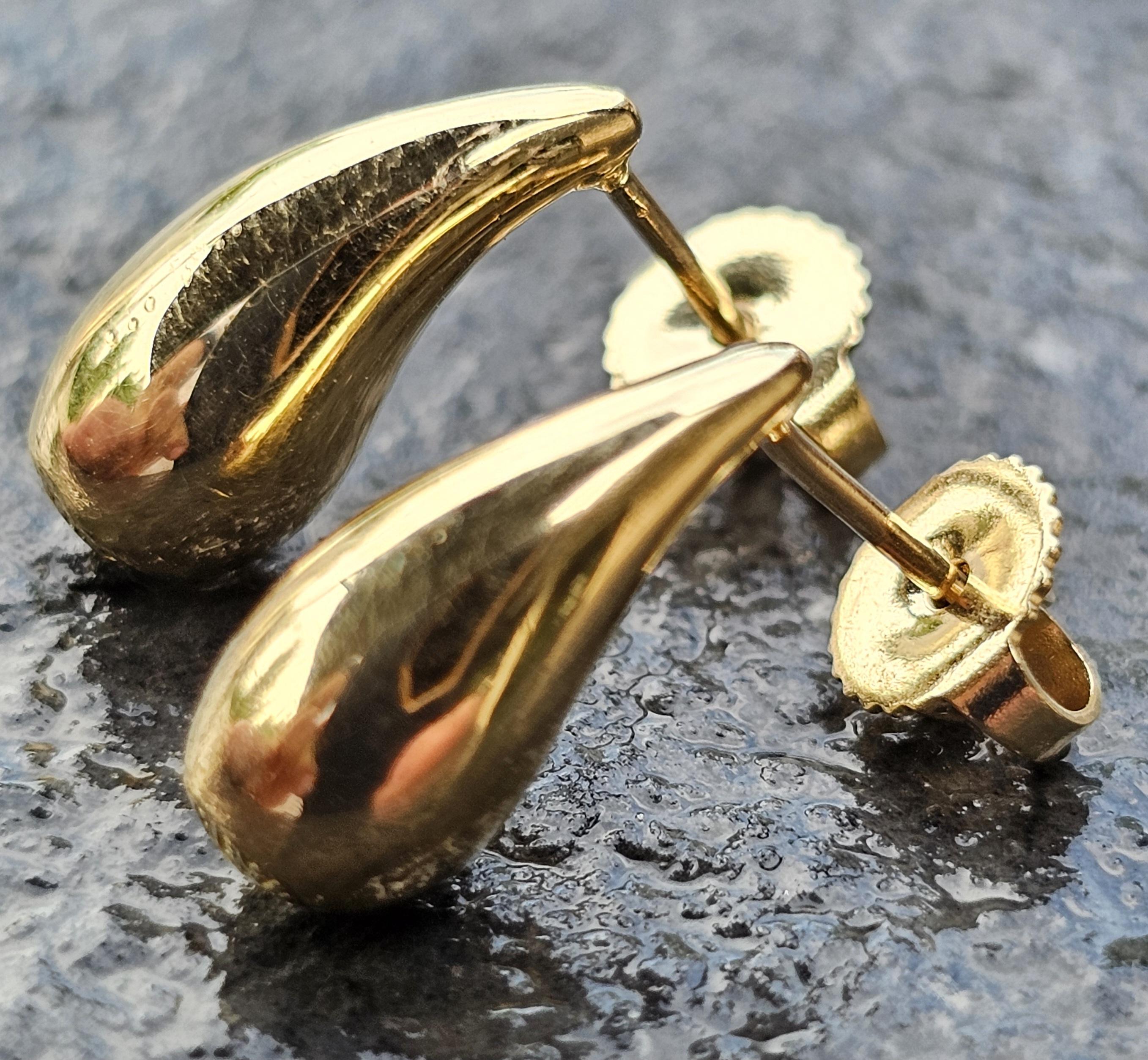 Vintage Elsa Peretti Tear Drop Bean Dangle Stud Earrings 18k Gelbgold 7.4g im Zustand „Gut“ im Angebot in Northbrook, IL