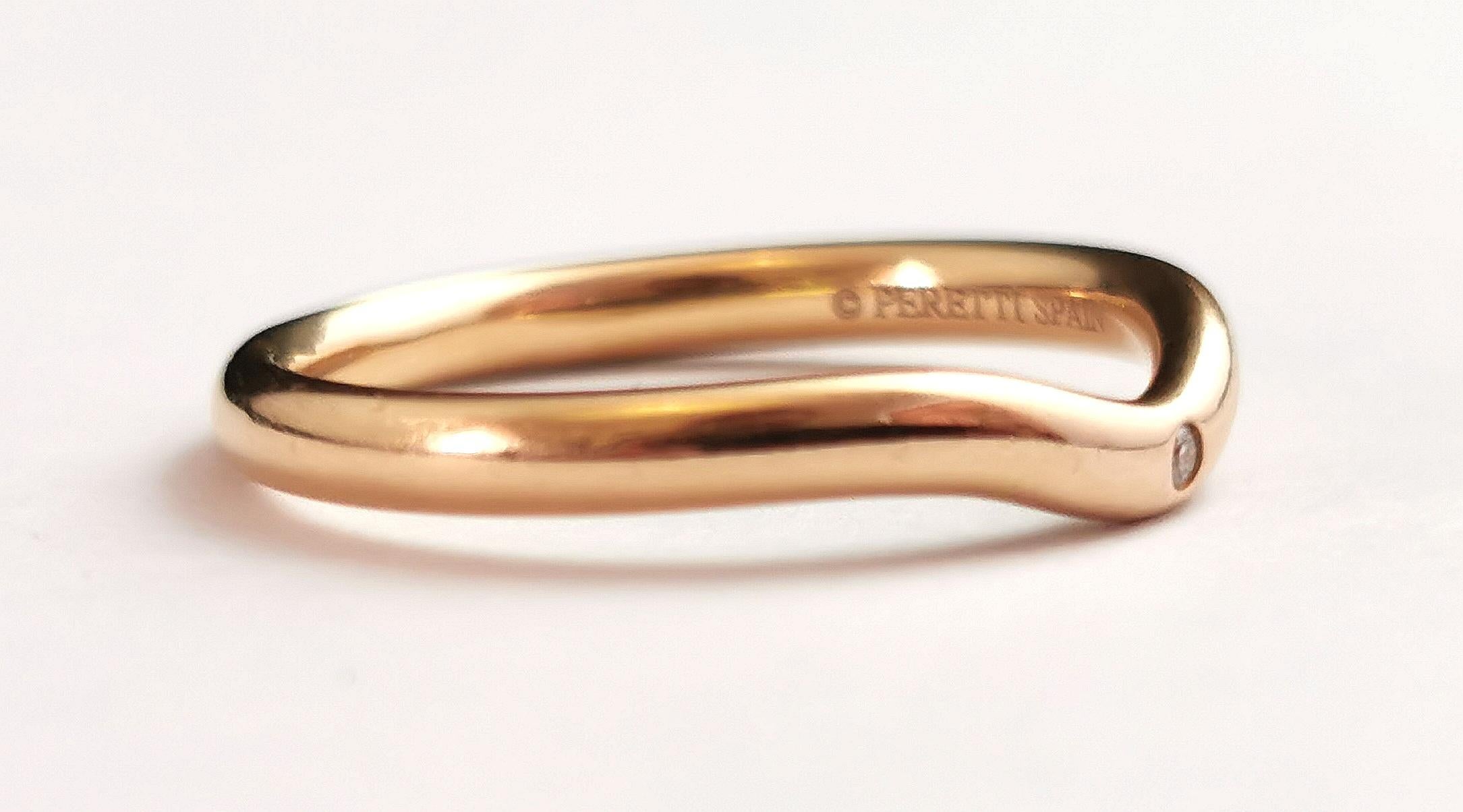 Single Cut Vintage Elsa Peretti Tiffany 18k Yellow Gold Wedding Band Ring, Diamond