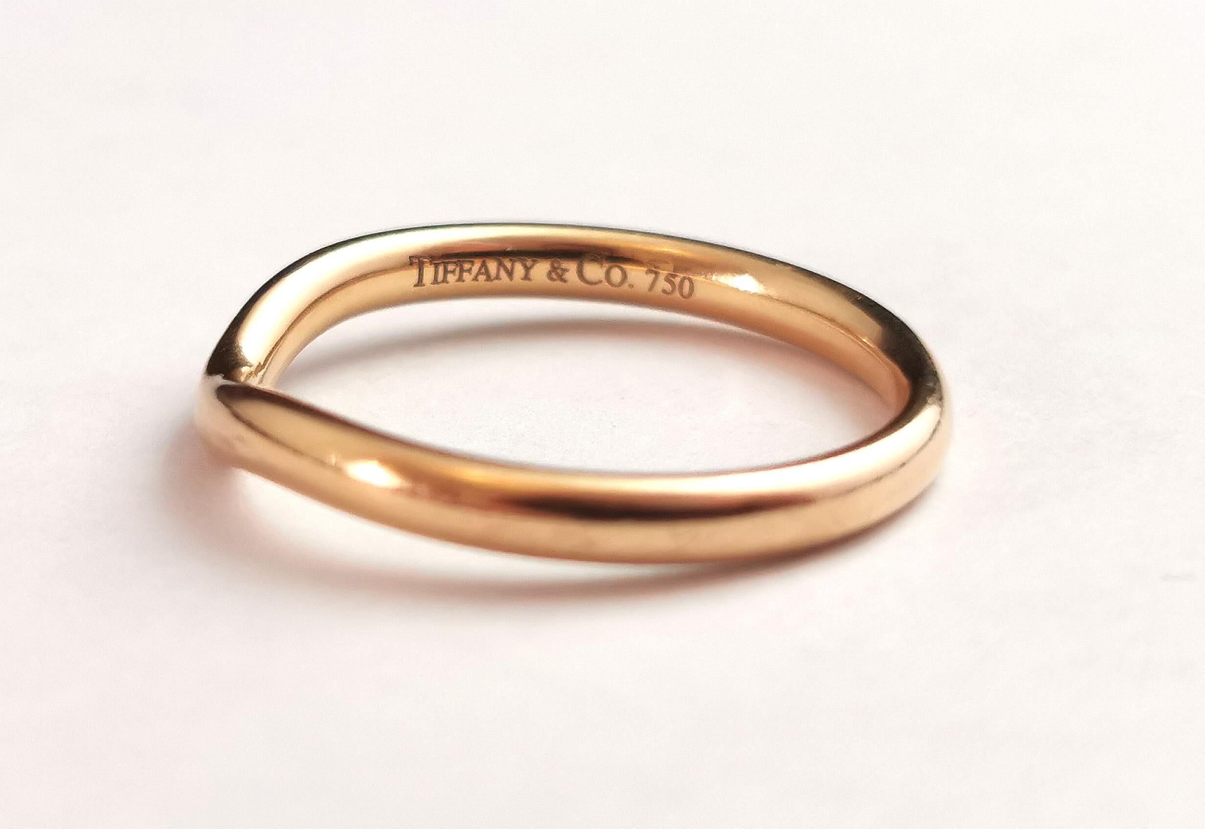 Vintage Elsa Peretti Tiffany 18k Yellow Gold Wedding Band Ring, Diamond In Good Condition In NEWARK, GB