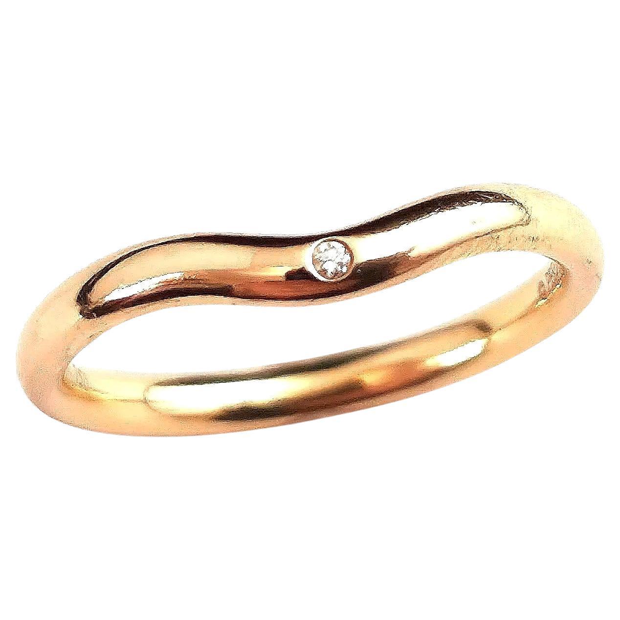 Vintage Elsa Peretti Tiffany 18k Yellow Gold Wedding Band Ring, Diamond