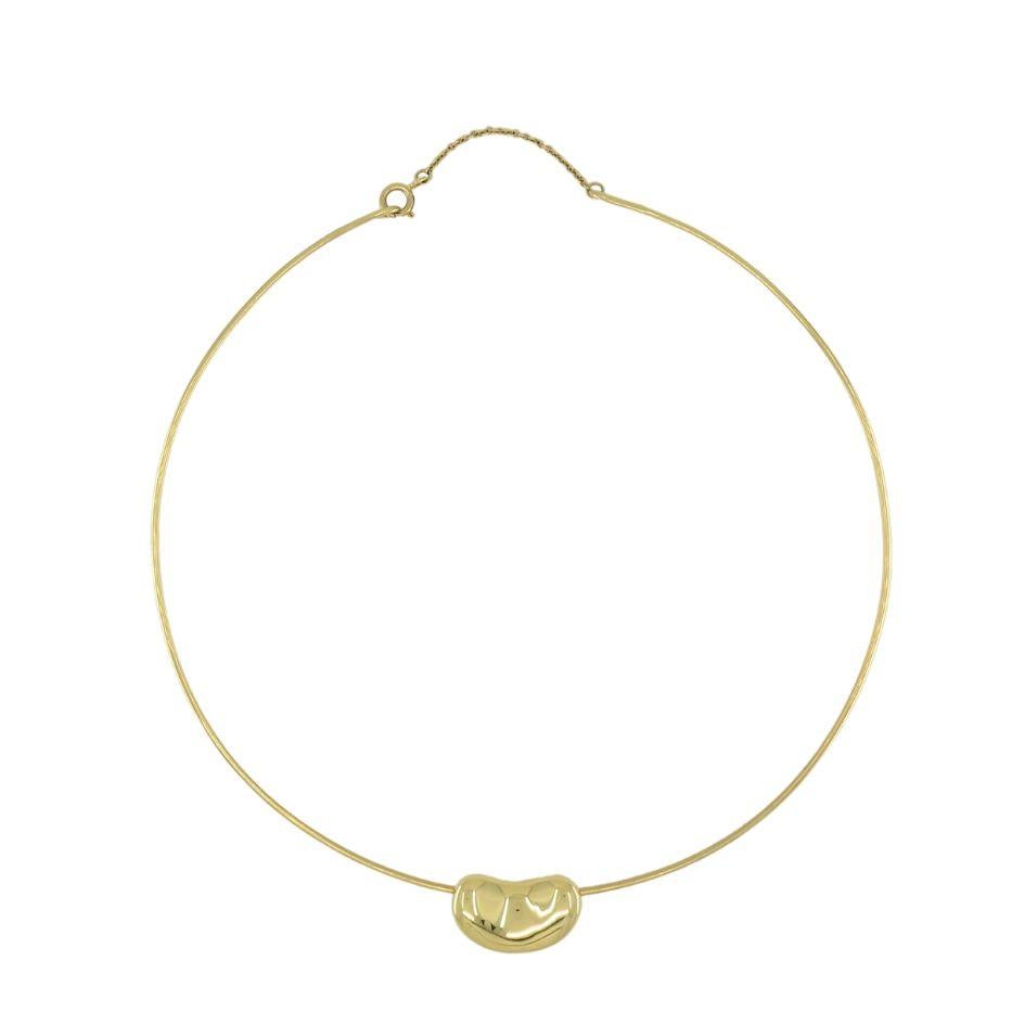 Vintage Elsa Peretti Tiffany & Co. 18k Gold Bean Wire Necklace In Good Condition For Sale In Beverly Hills, CA