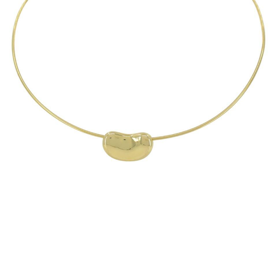 Vintage Elsa Peretti Tiffany & Co. 18k Gold Bean Wire Necklace For Sale 1