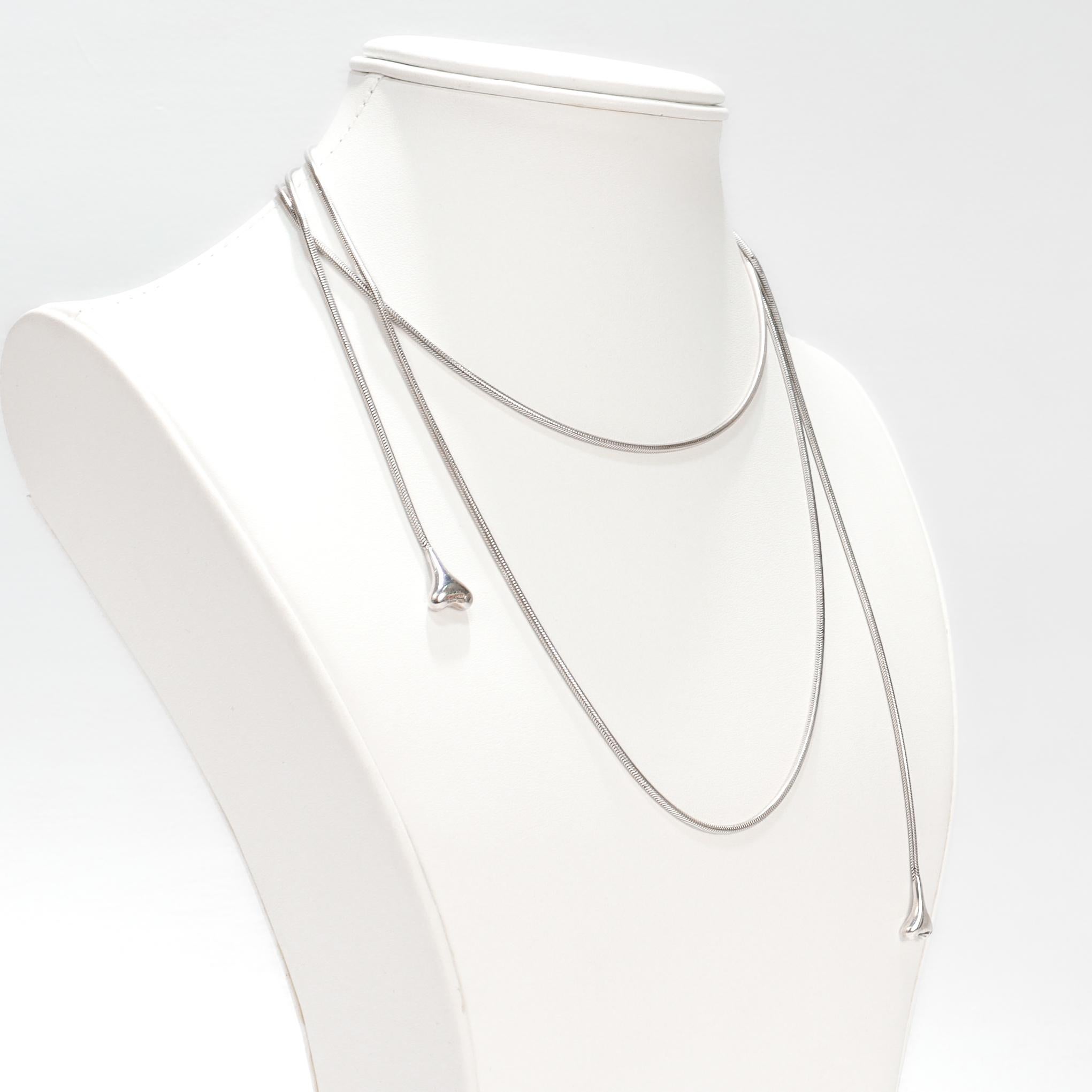 Vintage Elsa Peretti Tiffany & Co Sterling Silver Bone 50-Inch Lariat Necklace For Sale 2