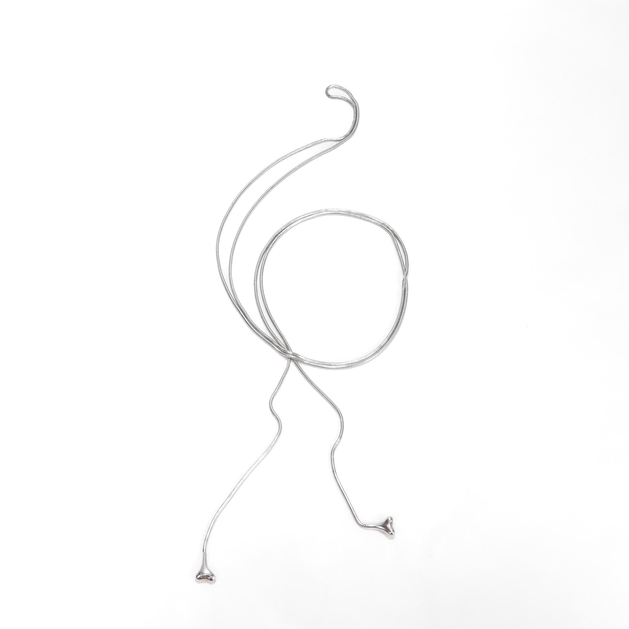 Vintage Elsa Peretti Tiffany & Co Sterling Silver Bone 50-Inch Lariat Necklace For Sale 4