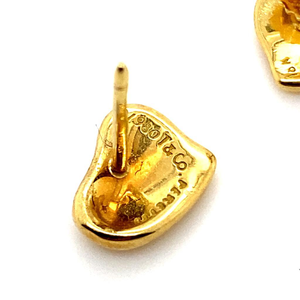 Vintage Elsa Peretti Tiffany ' Full Heart' Ohrstecker 18 Karat Gelbgold 1