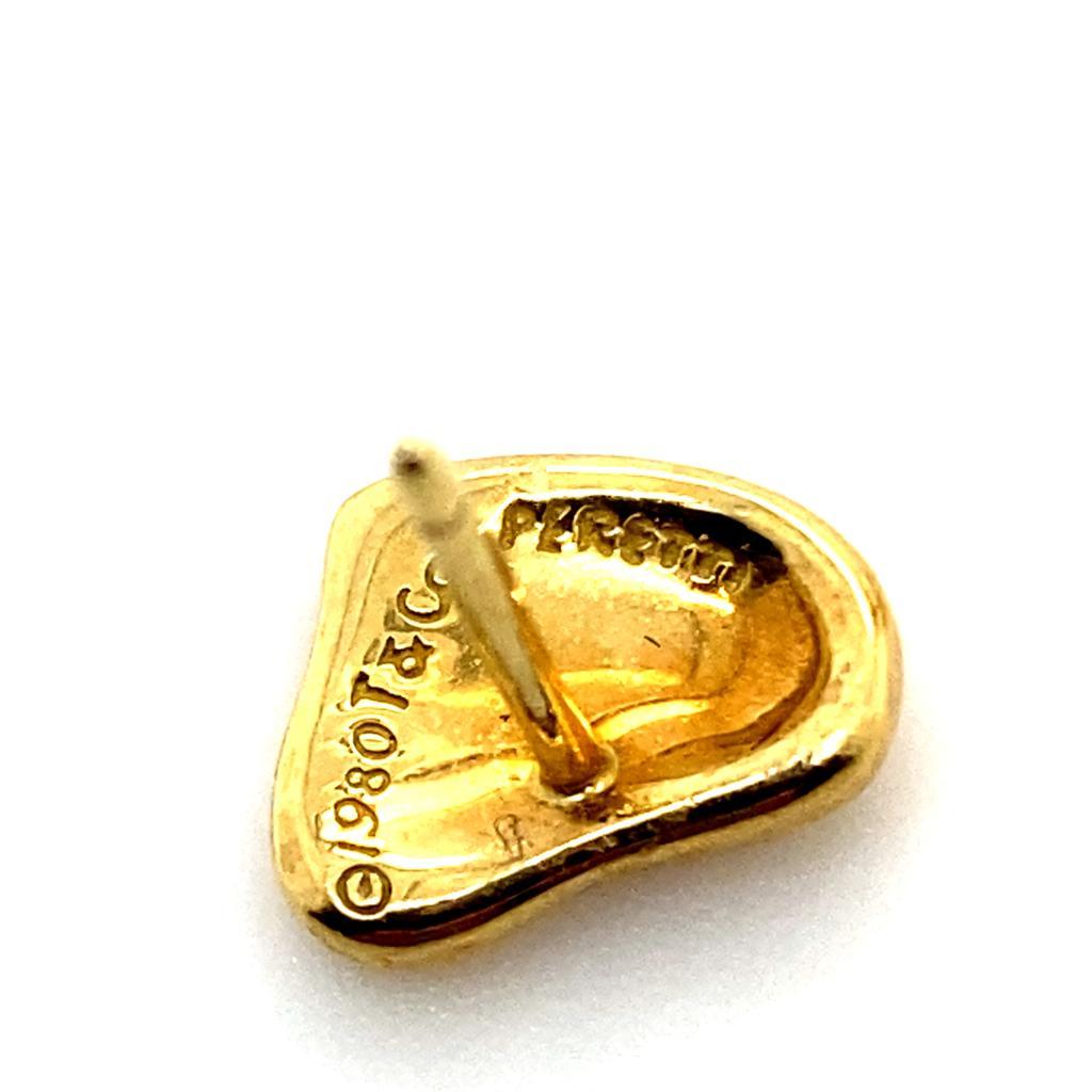 Elsa Peretti Tiffany Clous d'oreilles « Full Heart » vintage en or jaune 18 carats en vente 2