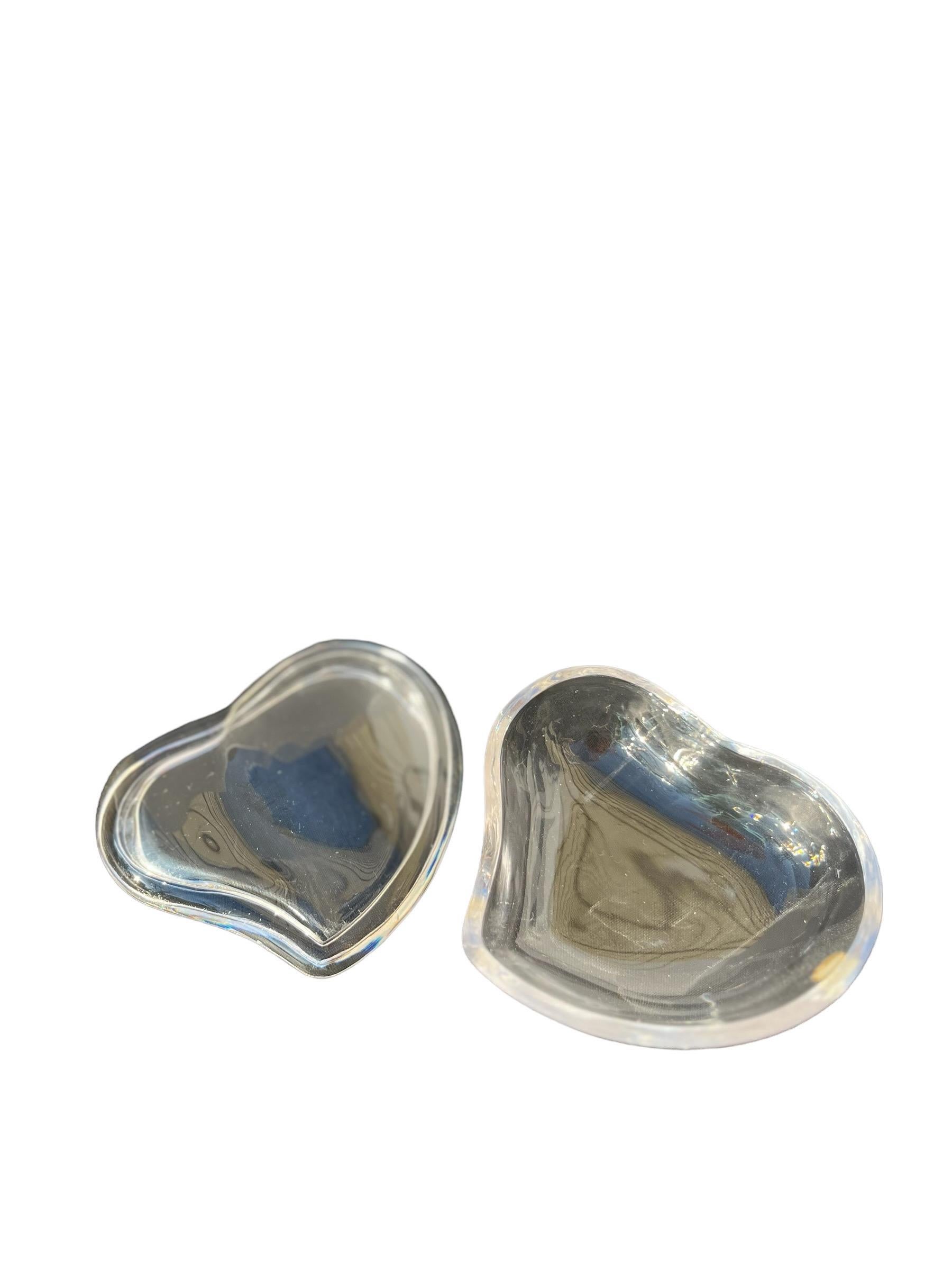 Women's or Men's Vintage Elsa Peretti Tiffany Heart Shaped Crystal Box / Jewelry Holder