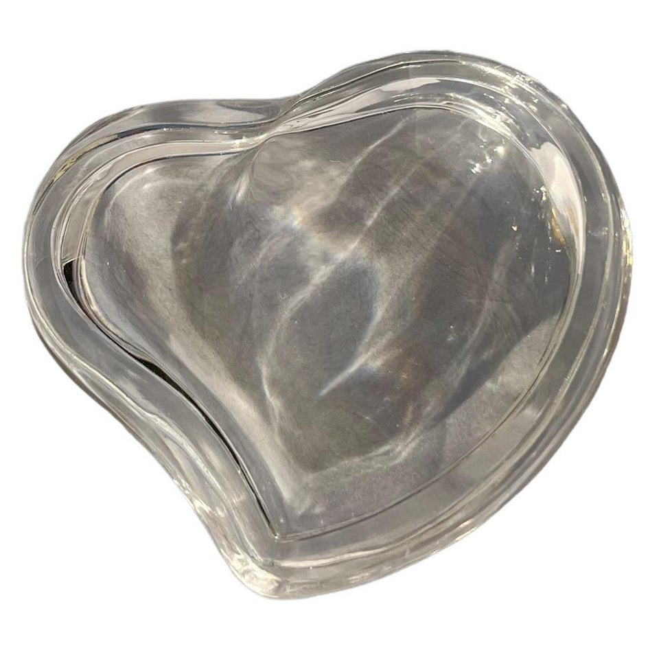 Vintage Elsa Peretti Tiffany Heart Shaped Crystal Box / Jewelry Holder