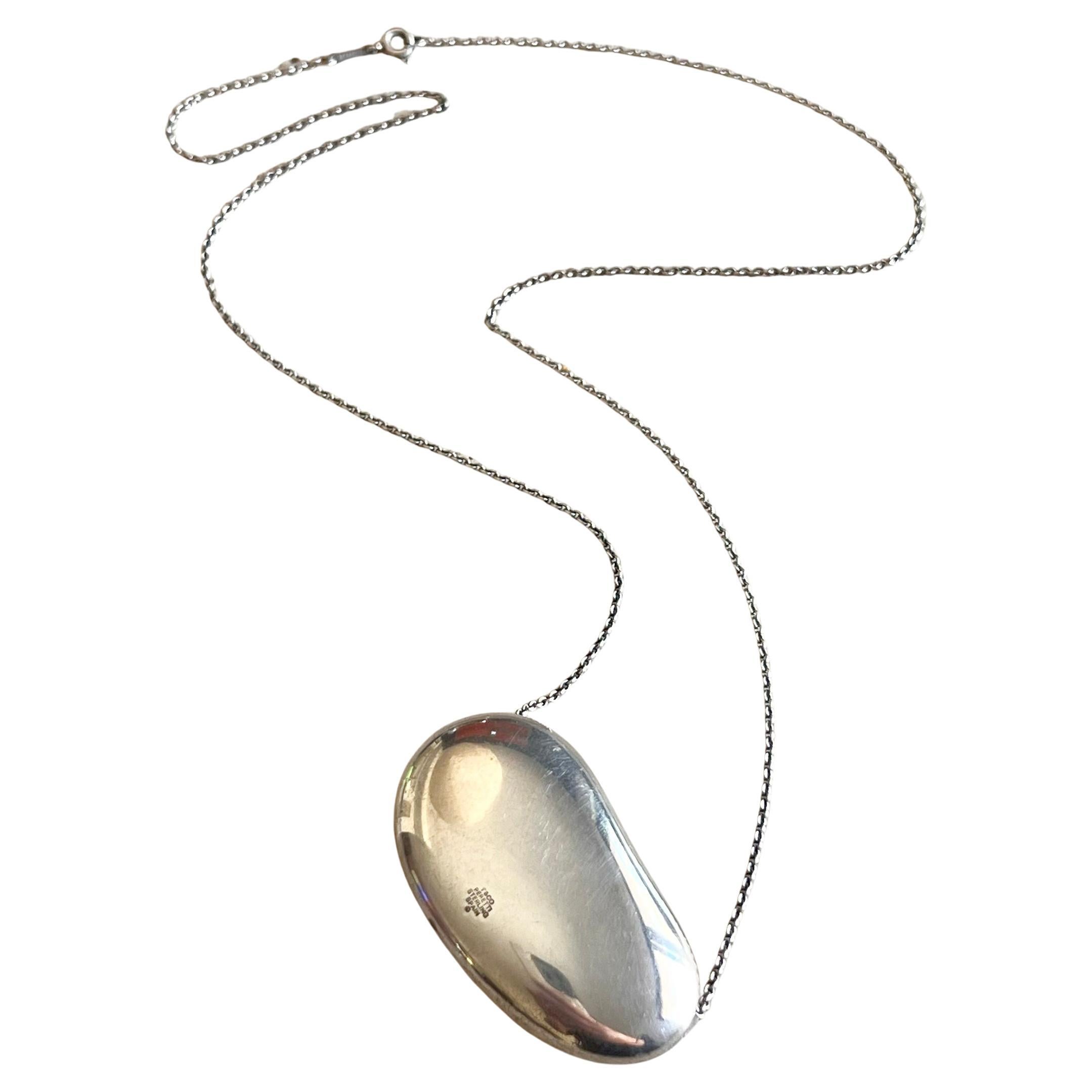 Artisan Vintage Elsa Peretti Tiffany Spain Large Sterling Silver Bean Necklace 1970s