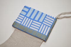Vintage Elsa Schiaparelli Silk Scarf and Irish Linen Christmas Stocking Blue