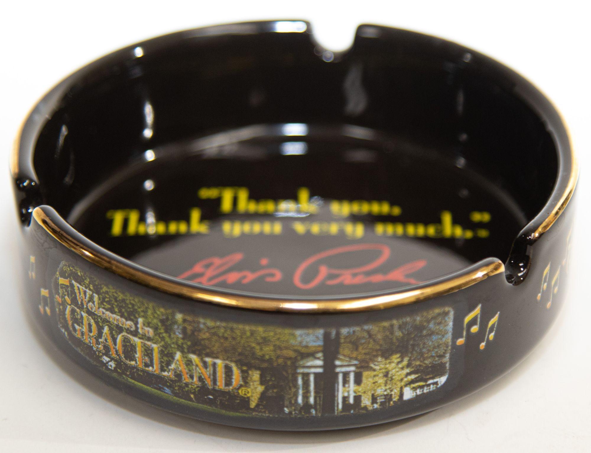 20th Century Vintage Elvis Presley Graceland Black Porcelain Ashtray