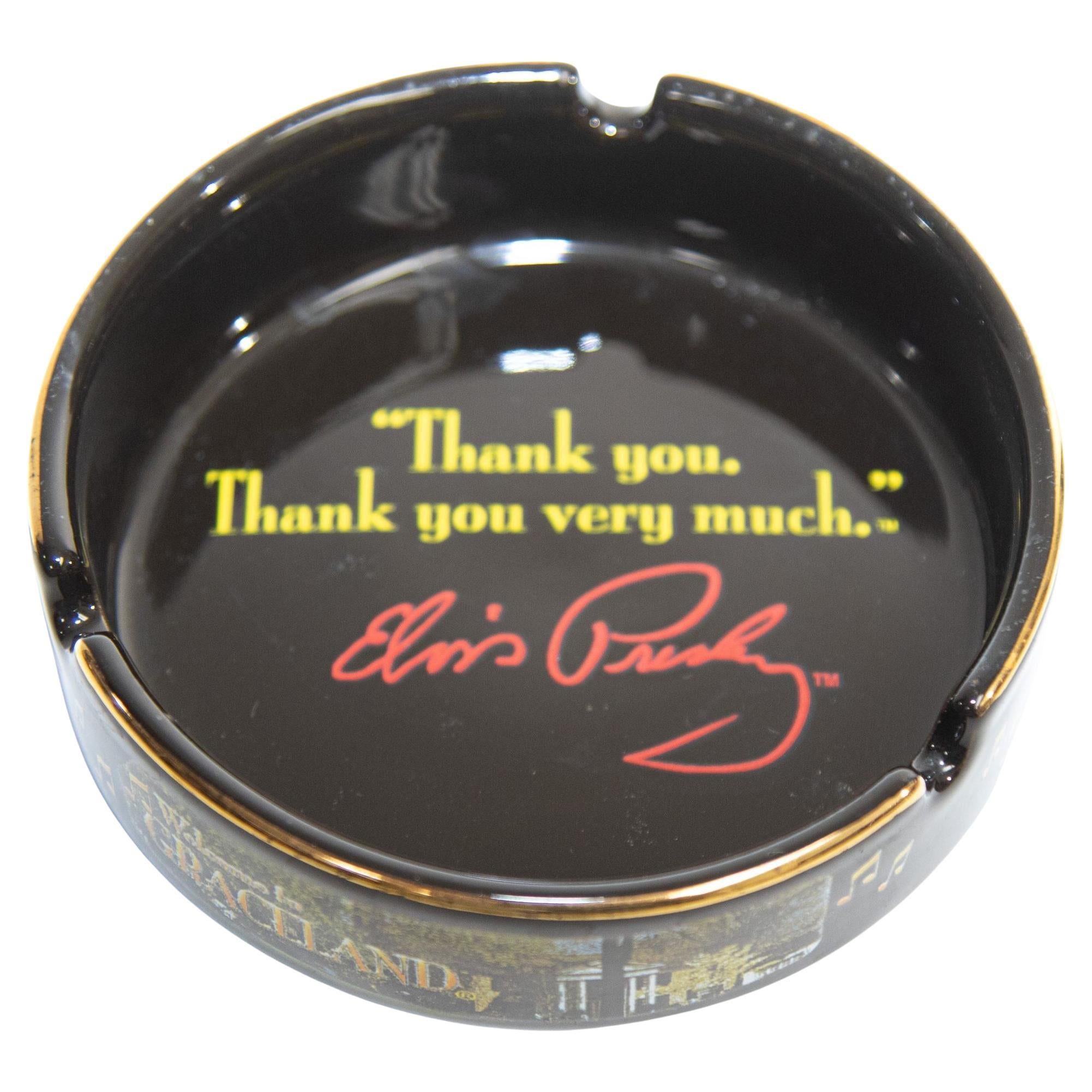 Vintage Elvis Presley Graceland Black Porcelain Ashtray For Sale at 1stDibs