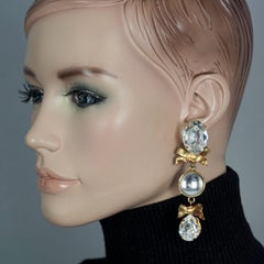 Vintage EMANUEL UNGARO 3 Tiered Jewelled Ribbon Dangling Earrings