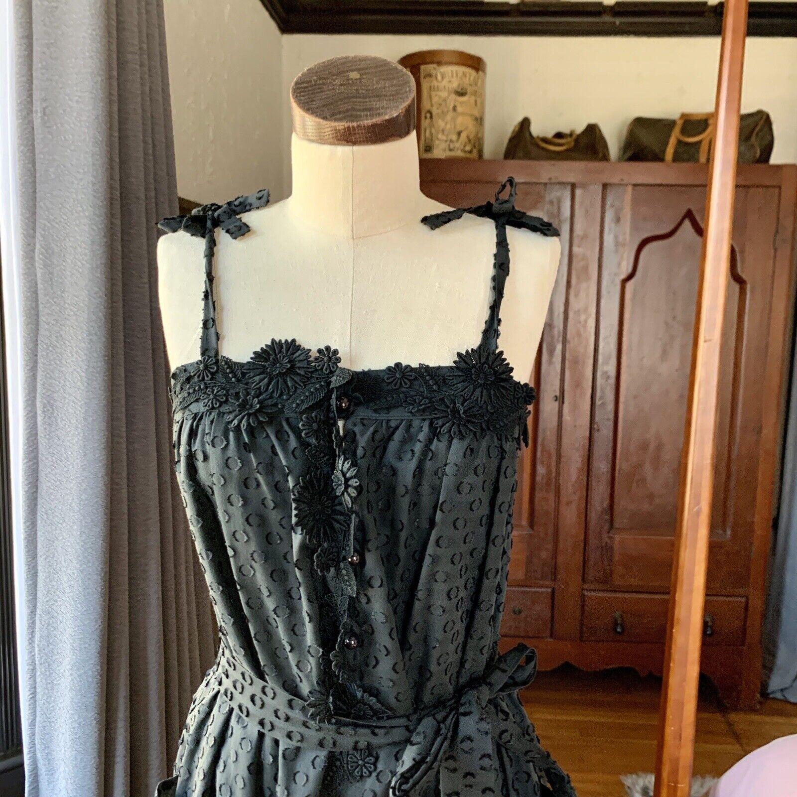 Vintage EMANUEL UNGARO Boutique 1980s DAISY Black Parallele PARIS Dress XS/S For Sale 3