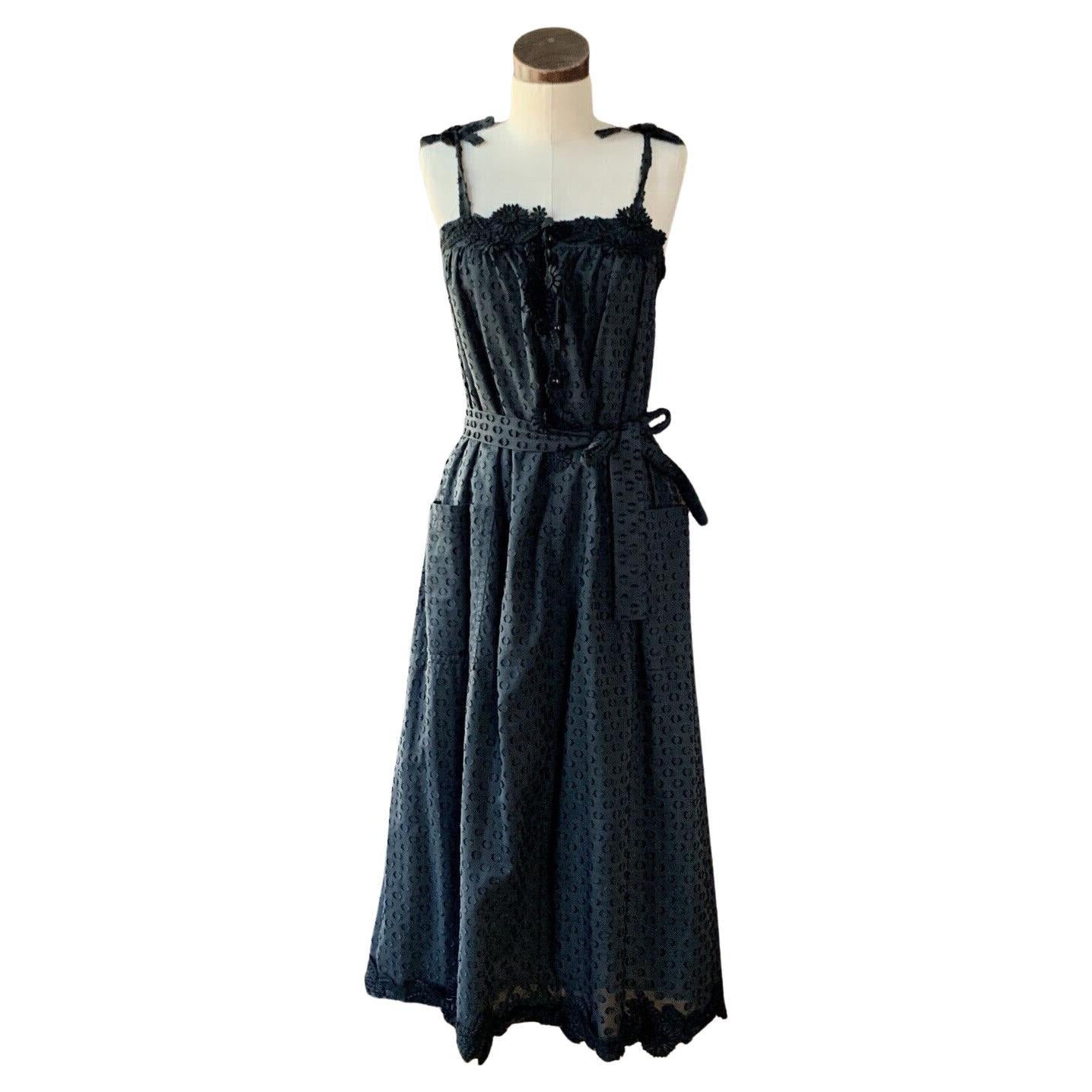 Vintage EMANUEL UNGARO Boutique 1980s DAISY Black Parallele PARIS Dress XS/S For Sale