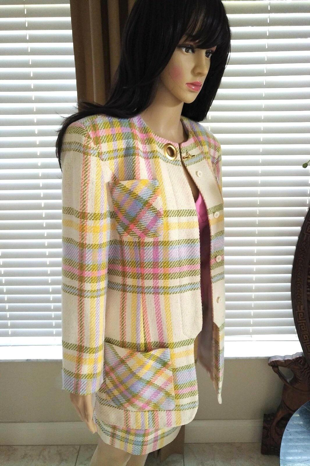 pastel skirt suit