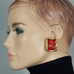 EMANUEL UNGARO Figurale Perlen-Emaille-Ohrringe, Vintage