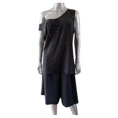 Vintage Embellished Black 2 Pc Tank and Culotte Set NWT Size Large