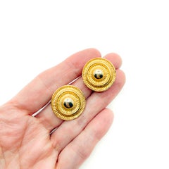 Vintage Embellished Bullseye Earrings 1980s