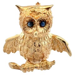 Vintage Embellished Gold Owl Brooch Pin Estate Fine Jewelry