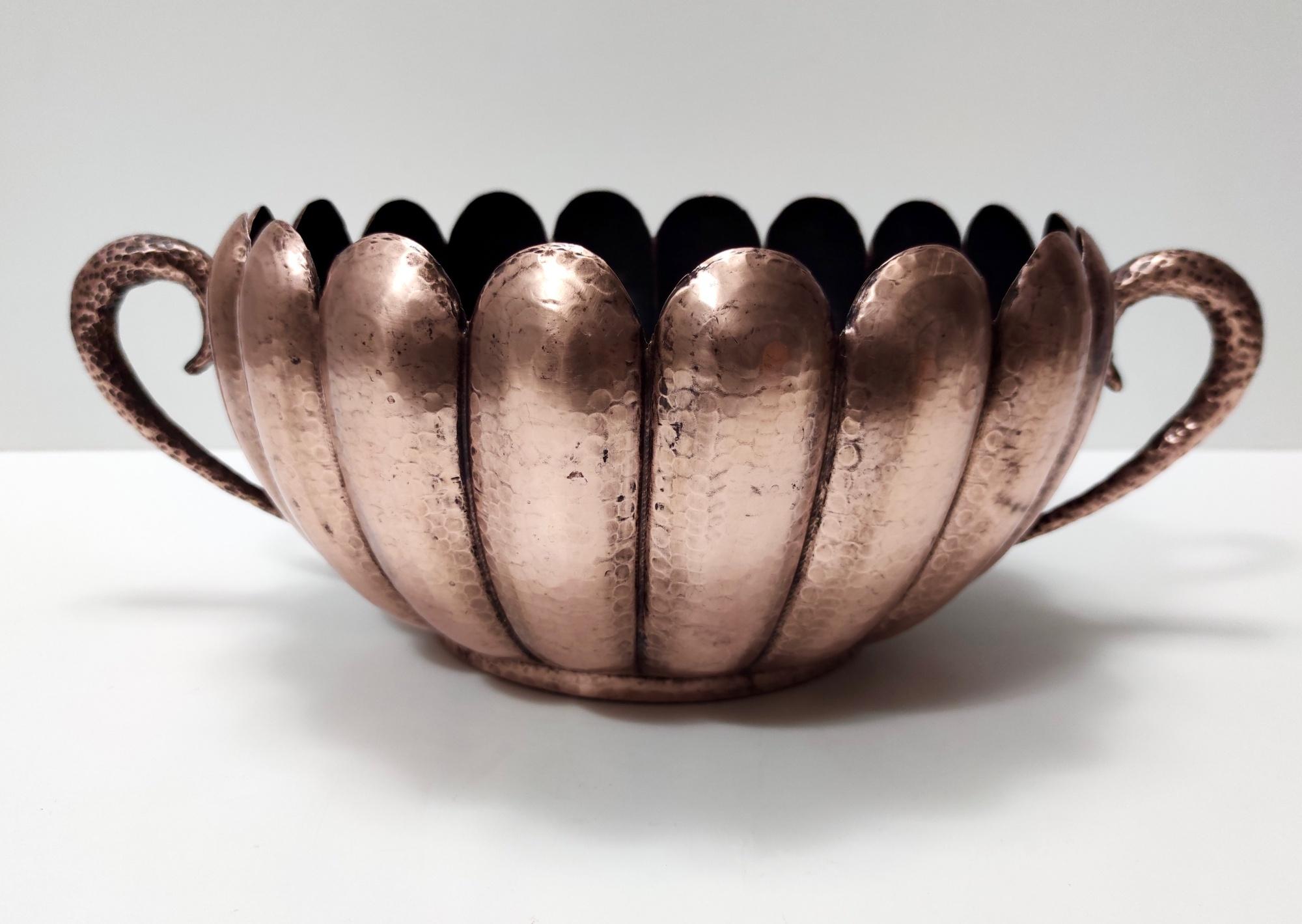 Mid-Century Modern Vintage Embossed Copper Centerpiece or Bowl by Egidio Casagrande, Italy For Sale
